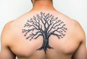 a semi realistic tree of life on sleeve tattoo idea