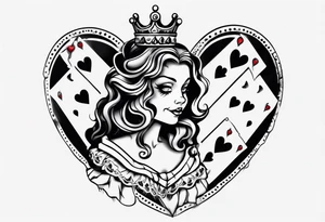 smiling queen of hearts casting a shadow that is sad tattoo idea
