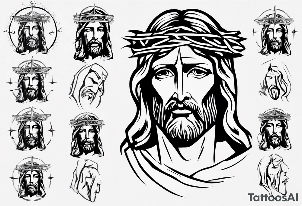 Simple Jesus face statue tattoo idea