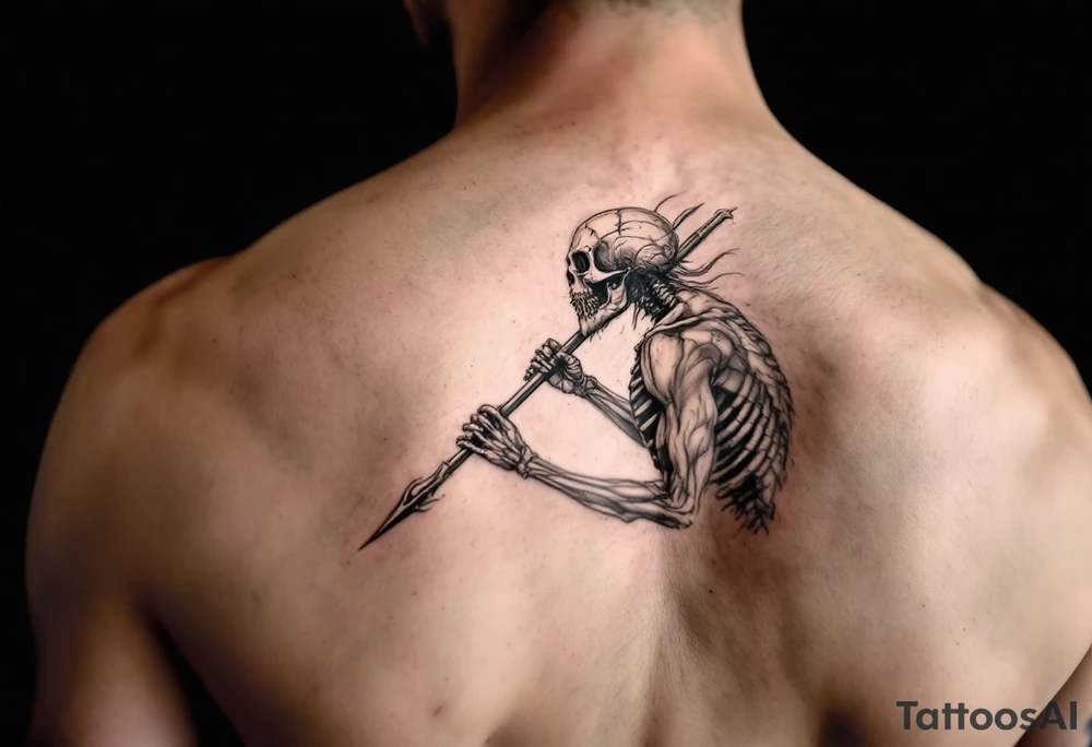 skeleton Poseidon with trident tattoo idea
