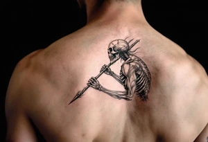 skeleton Poseidon with trident tattoo idea