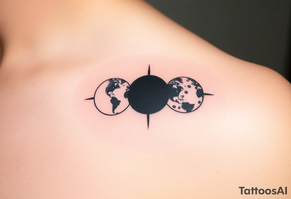 2 different worlds on both sides of a black hole tattoo idea