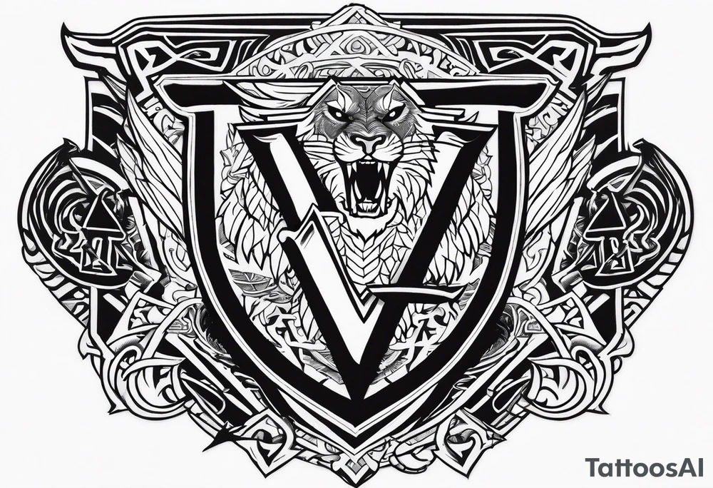 Valhalla sword shield axe Valknut stairs dragon lion tattoo idea Valhalla sword shield axe Valknut stairs dragon lion tattoo idea