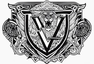 Valhalla  sword shield axe Valknut  stairs dragon lion tattoo idea