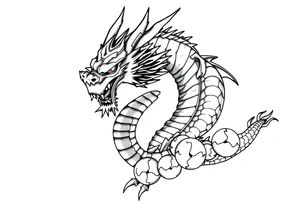 Shenron dragon with 7 dragon balls tattoo idea