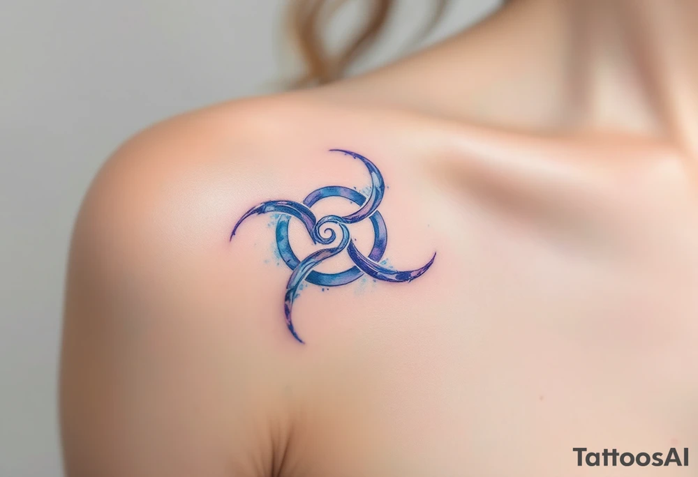 Delicate soft grays, blues, and whites, creating three triskelion spirals. tattoo idea