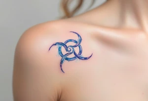 Delicate soft grays, blues, and whites, creating three triskelion spirals. tattoo idea