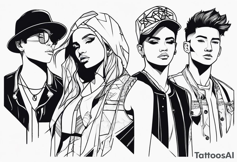 4 boys 1 girl outline tattoo tattoo idea