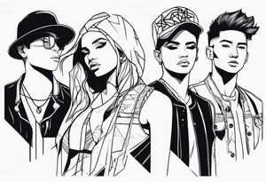 4 boys 1 girl outline tattoo tattoo idea