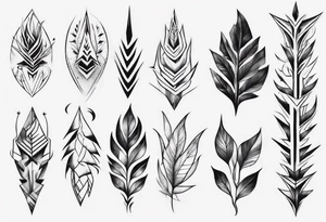 full arm. pointy leaves and geometric shapes tattoo idea