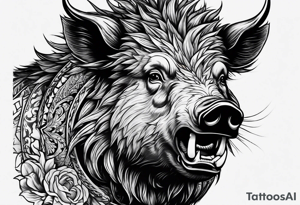 face angry boar tattoo idea