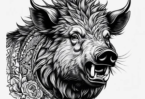 face angry boar tattoo idea