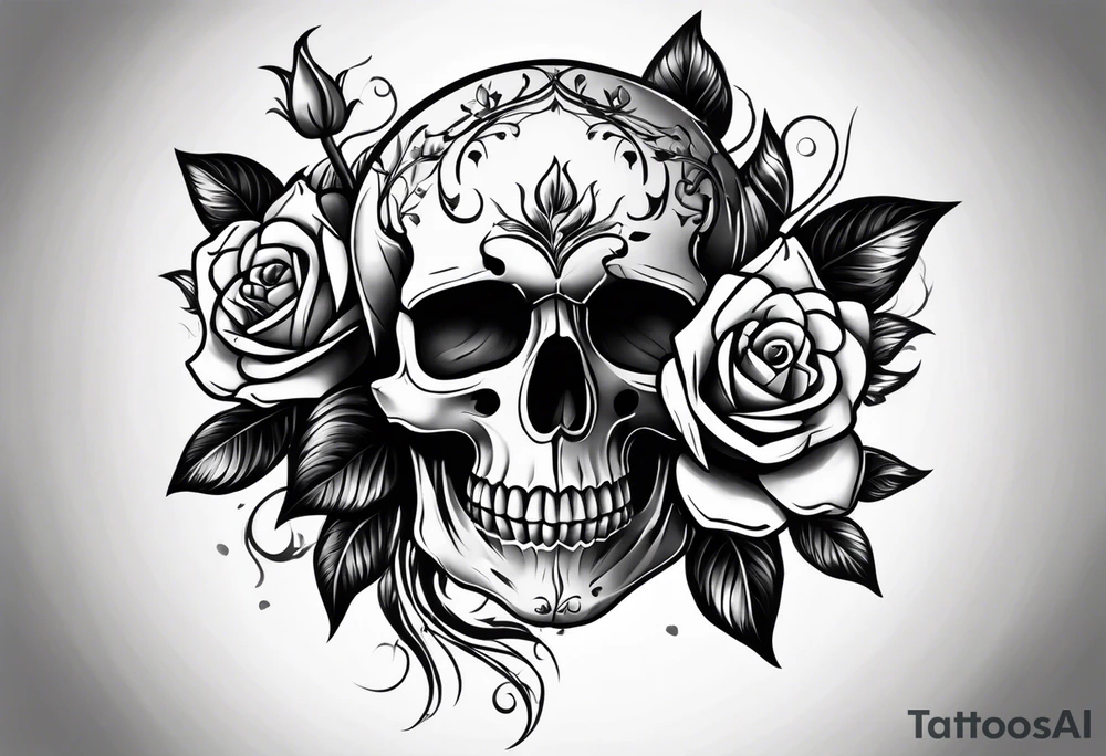 Skull rose tattoo idea