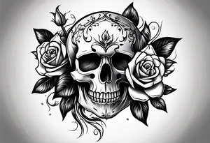 Skull rose tattoo idea