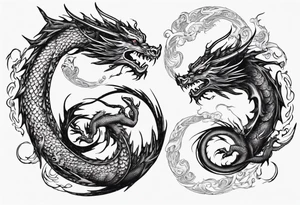 two dragons swirling to make a yin yang tattoo idea
