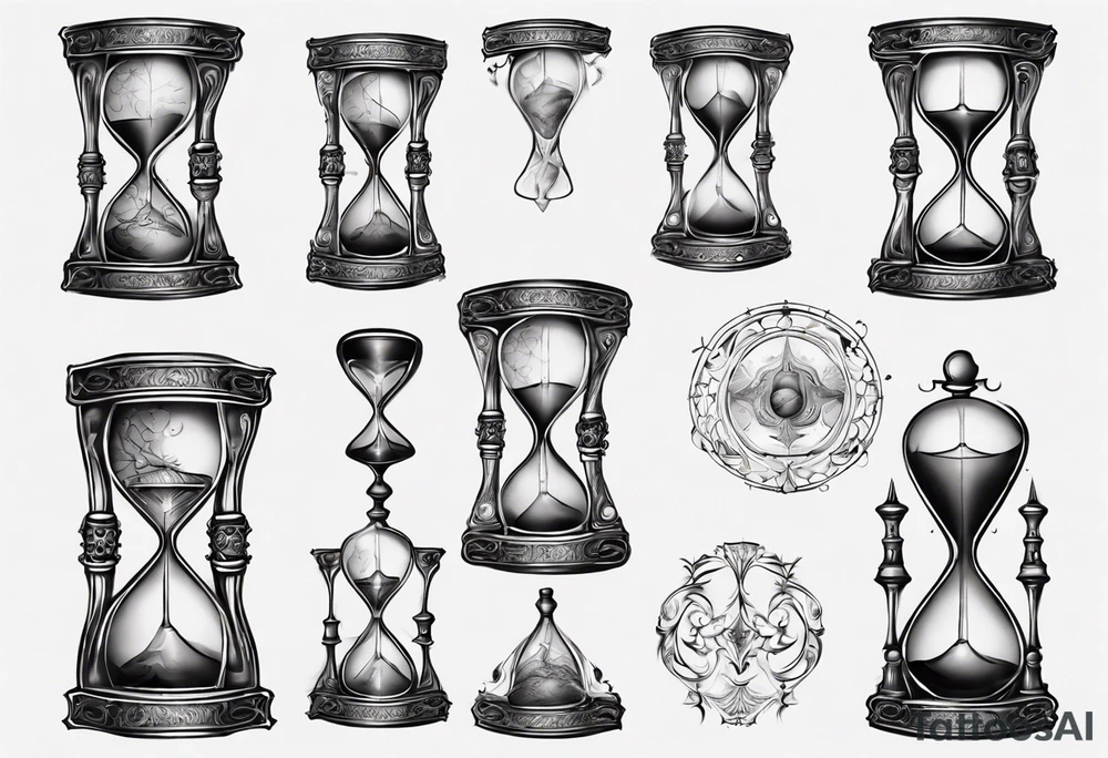 an hourglass with filagree tattoo idea
