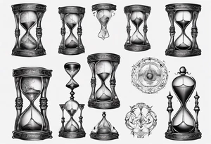 an hourglass with filagree tattoo idea