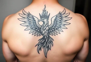 powerful majestic phoenix with crown of fire tattoo idea