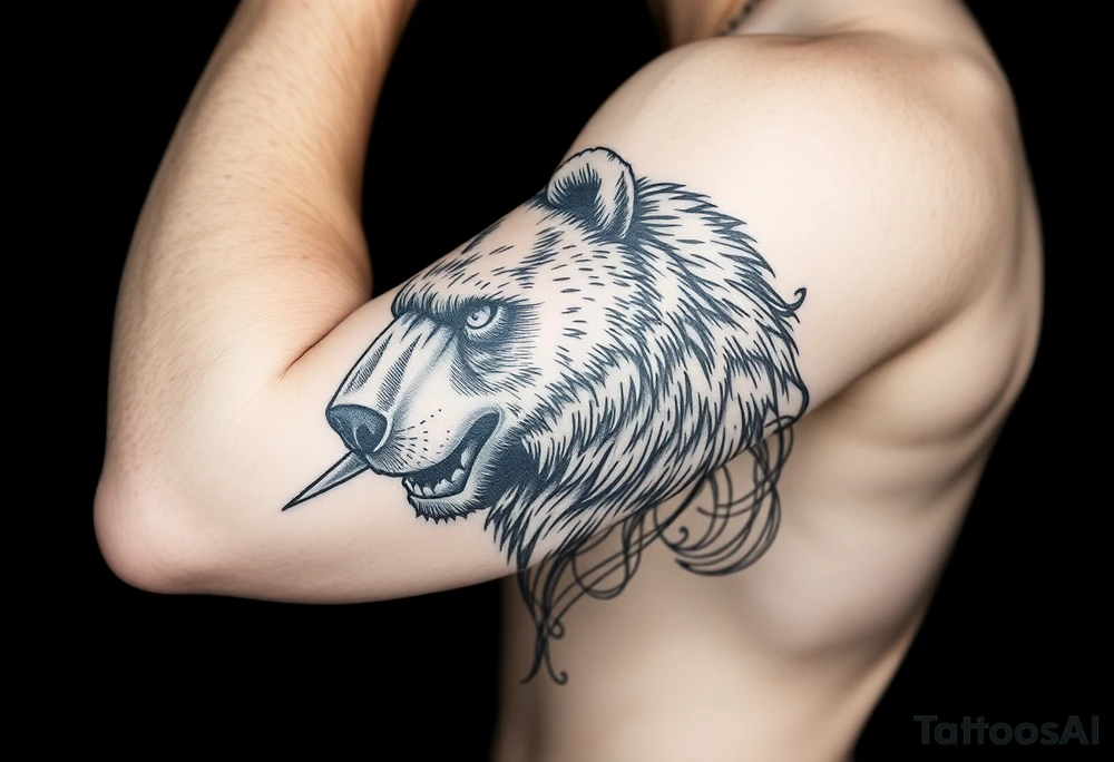 Bear, arcane mage, interstellar , thin lines tattoo idea