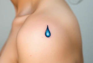 A tear drop dripping from the eye, glowing in silver and blue tattoo idea