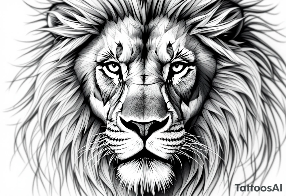 powerful majestic lion, close-up tattoo idea