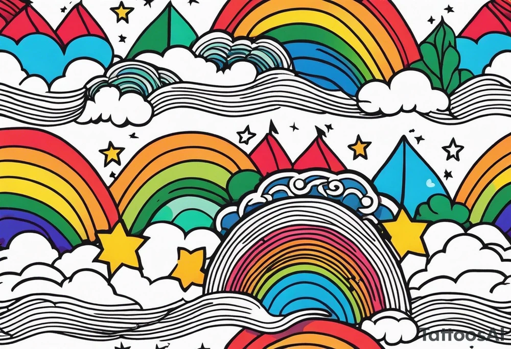 rainbow
old school vintage simple traditional design 



bold color simple tattoo idea