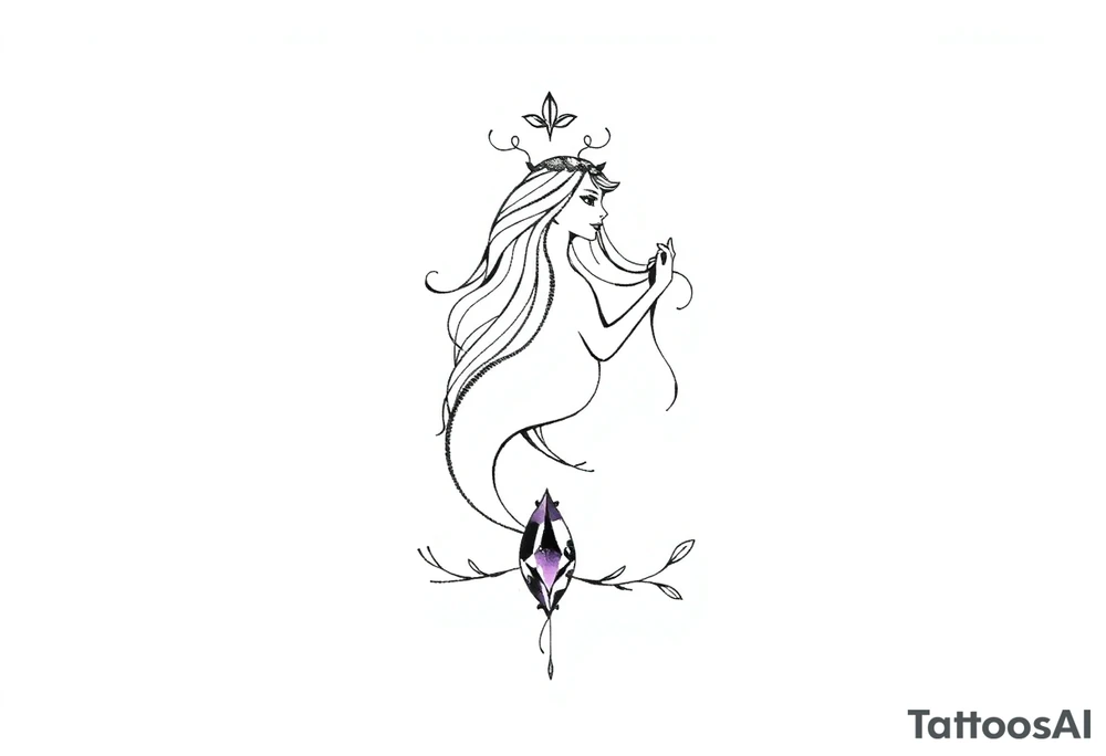 Zodiac sign Aquarius amethyst birthstone mother of 3 girls loves animals tattoo idea