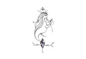 Zodiac sign Aquarius amethyst birthstone mother of 3 girls loves animals tattoo idea