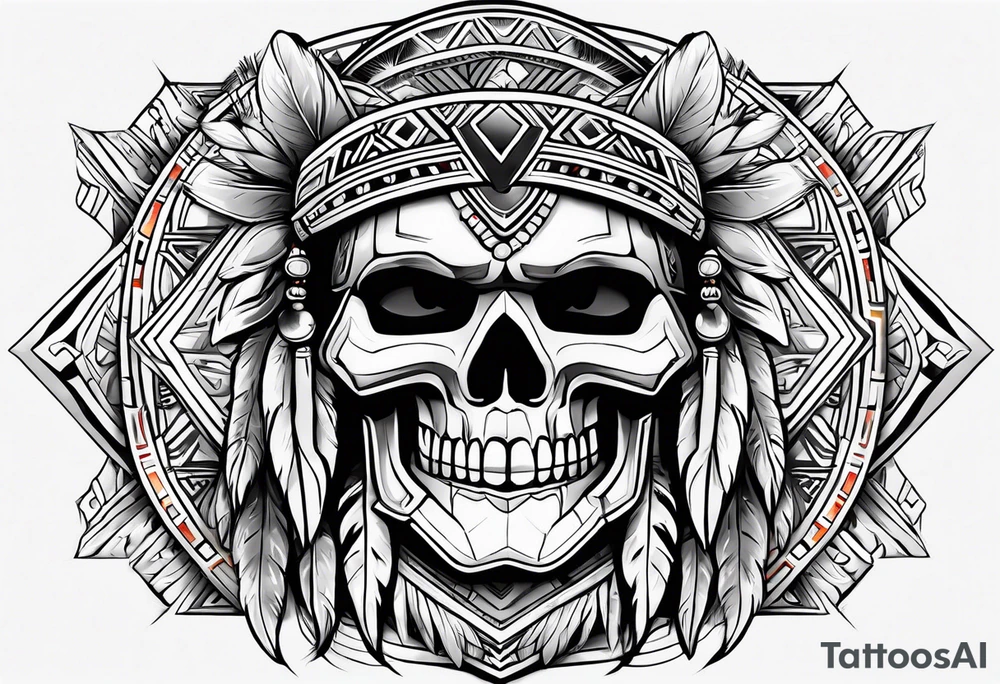 Combine Native American tribal art with Irish and German elements for a shoulder cap tattoo idea