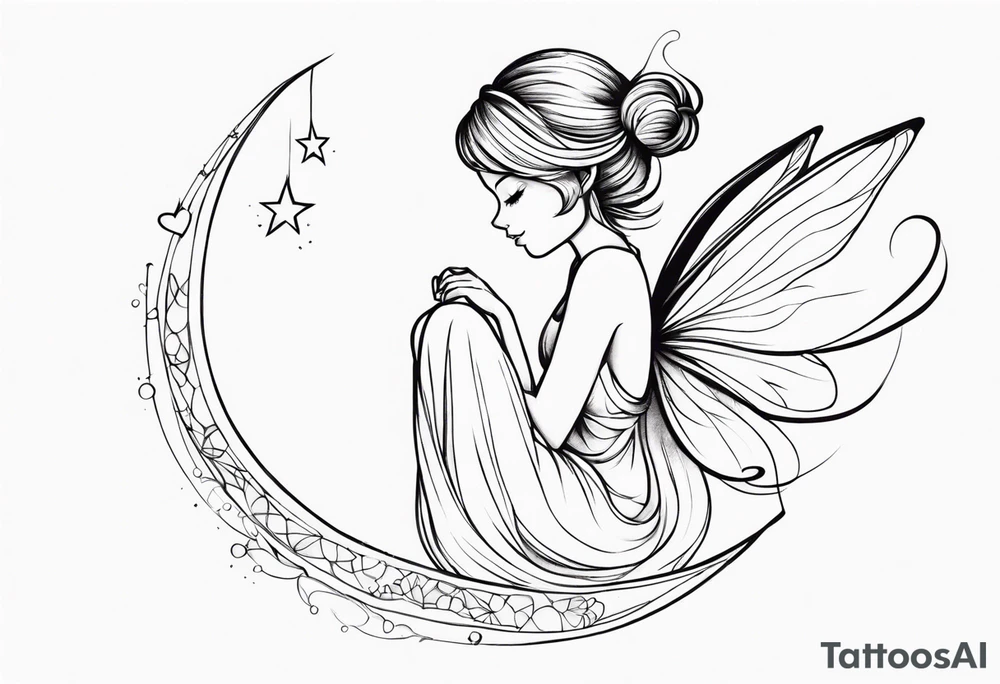 A fairy with a tail hugging herself tattoo idea