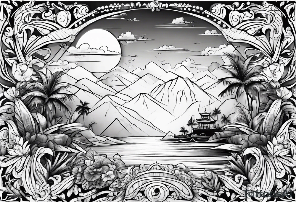 Tropical islands tattoo idea