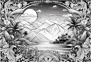 Tropical islands tattoo idea