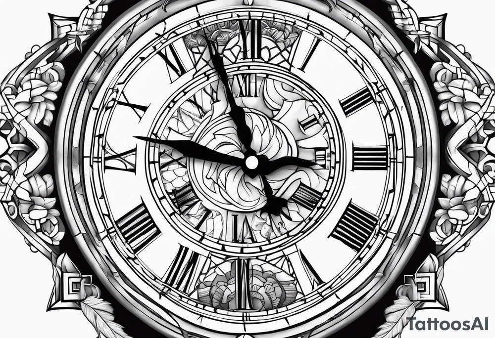 Children’s name, time piece tattoo idea