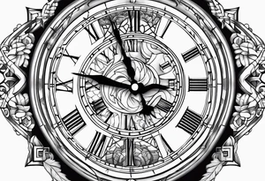 Children’s name, time piece tattoo idea