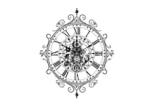 vintage roman numerals within ornate clockwork mechanism tattoo idea