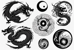 asymmetrical yin yang dragon tattoo idea