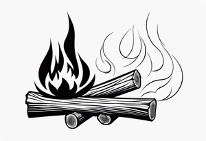 flame with wood logs crossing, simple tattoo idea
