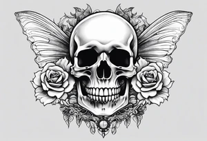 human skeleton with fairy fangs tattoo idea