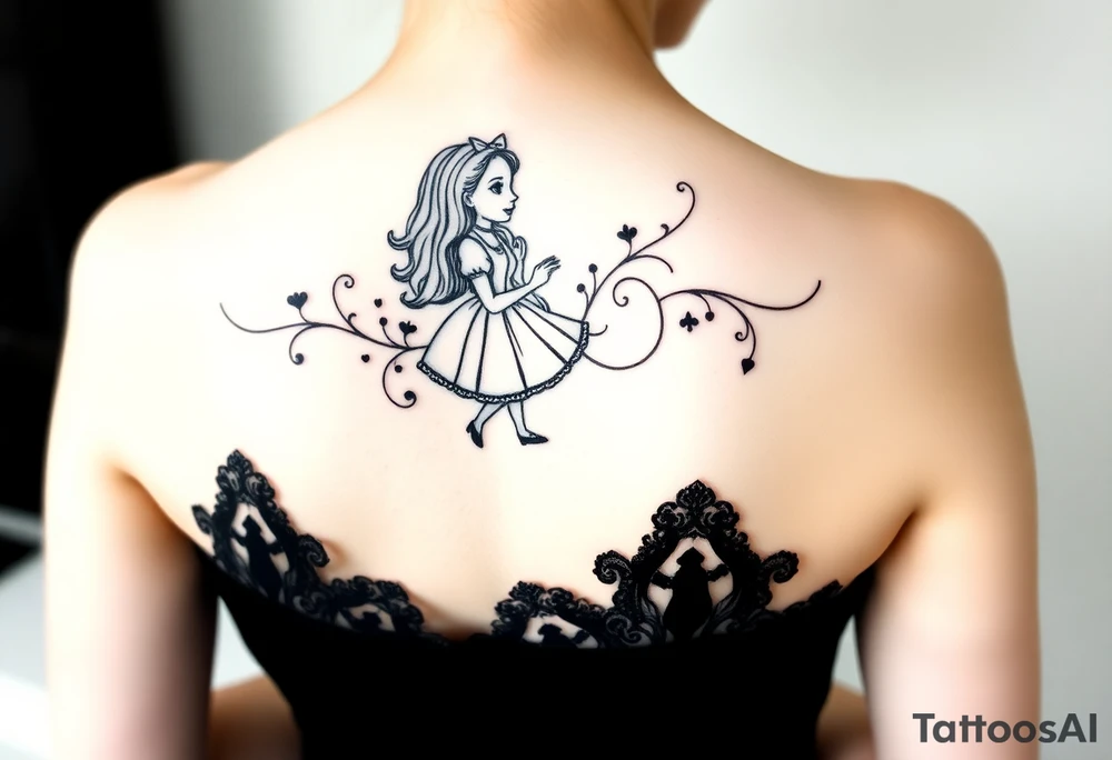 Dark Alice in wonderland tattoo idea