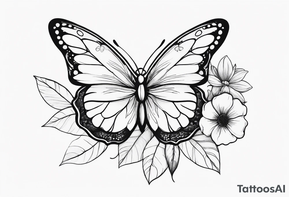Pretty ,feminine flowers delicate butterfly tattoo idea