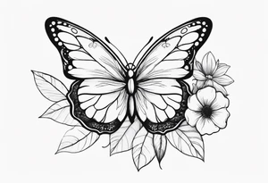 Pretty ,feminine flowers delicate butterfly tattoo idea