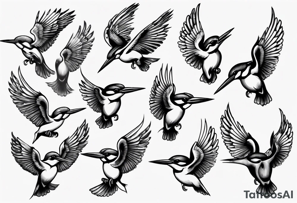 kingfisher taking flight tattoo idea