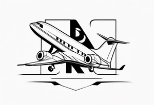 letter R & P and small airplane within the infinity symbol tattoo idea