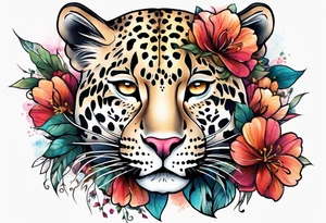 leopard is made up of 
floral flowers tattoo idea