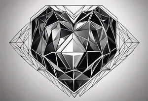 black hexagon diamond heart with tattoo idea