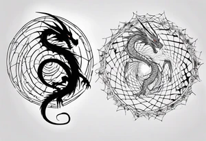 Dragon in a spiral spiderweb tattoo idea