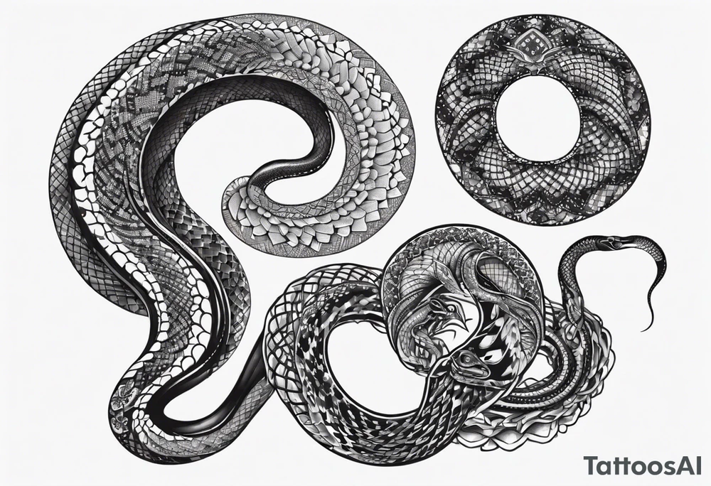 Black snake with mandala pattern as snakeskin tattoo idea