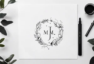 family tattoo with the initials J, M, W, E tattoo idea