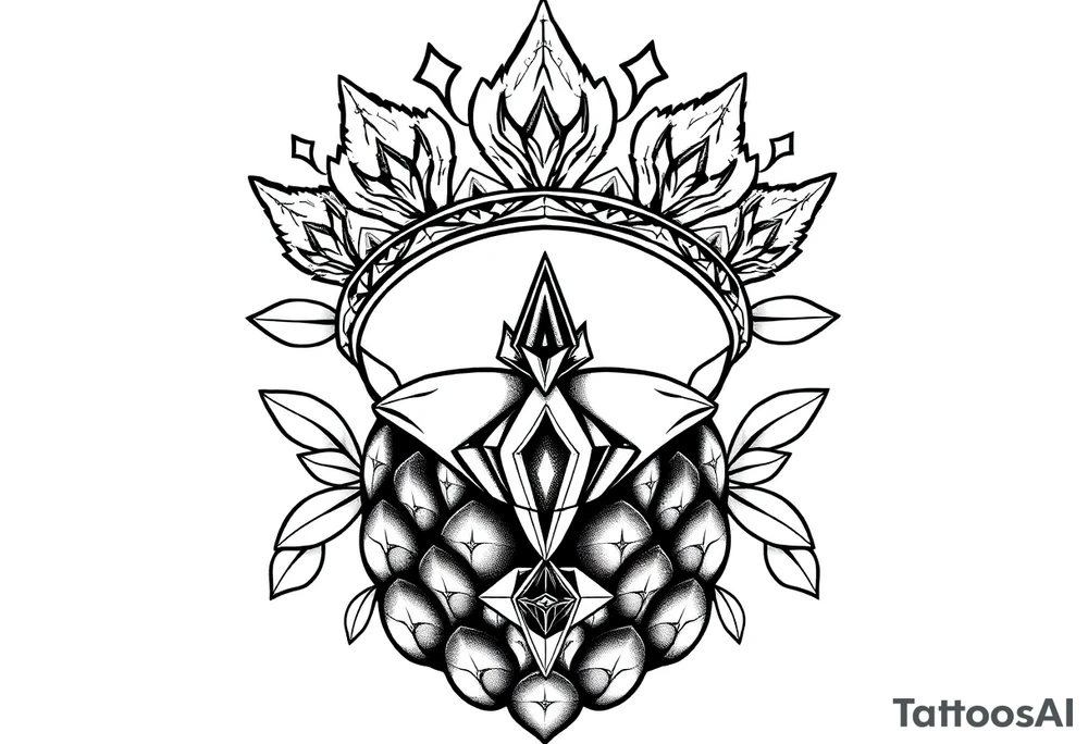 Majestic crown pineapple with 
vagina, anus ,diamonds tattoo idea