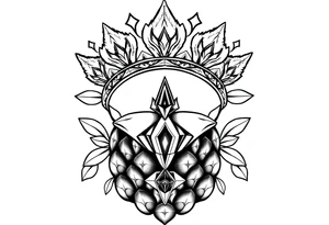 Majestic crown pineapple with 
vagina, anus ,diamonds tattoo idea